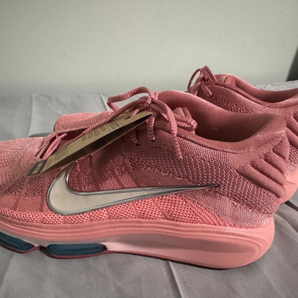 Nike Men’s Pink Flyknit Athletic Sneakers with Silver Swoosh